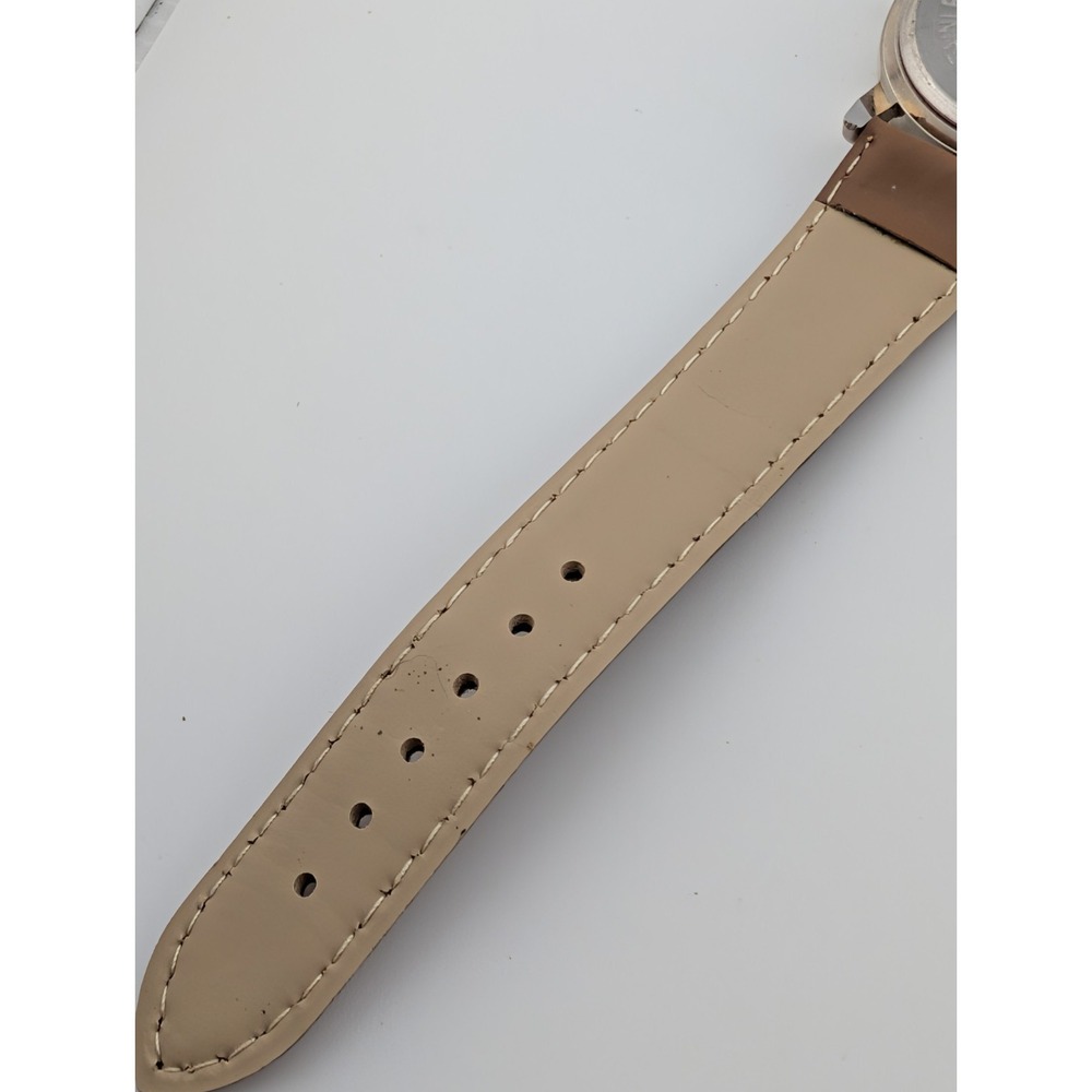 Calvin Hill Watch Women 34mm Silver Case Black Dial Brown Band- New Battery - Picture 7 of 7